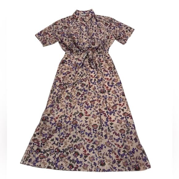Thakoon Womens 6 HP Pale Peach Printed Tie Front Dress Midi Floral Ditsy Preppy - Picture 1 of 9